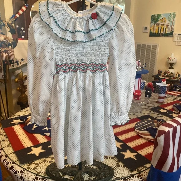 Vintage Polly Flinders Girls Smocked Dress size 4 - Picture 5 of 15